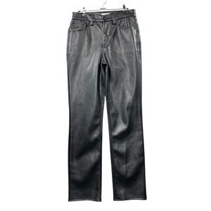 Good American Pants Better Than Leather Good Icon Womens 8/29 Black Faux Leather